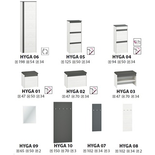 wieszak ścienny wiszący Hyga 08 panel na okrycia do korytarza