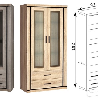 witryna 97 duża szeroka Dallas 17 z szufladami gablota do salonu pokoju