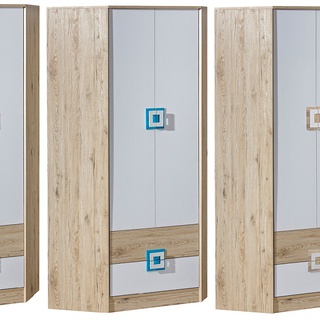 szafa 87 narożna Nico 02 z szufladami półkami drążkiem do pokoju