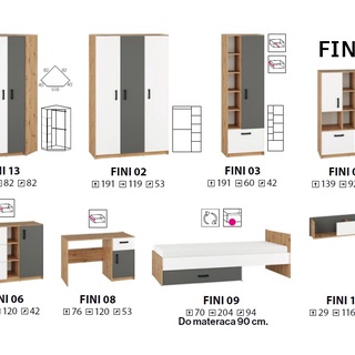 zestaw młodzieżowy dzieci Fini 7 meblościanka komplet biurko szafa