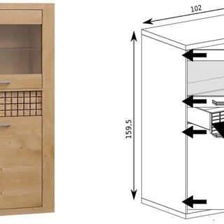 zestaw mebli nowoczesnych Natural 1 witryna komoda rtv meblościanka