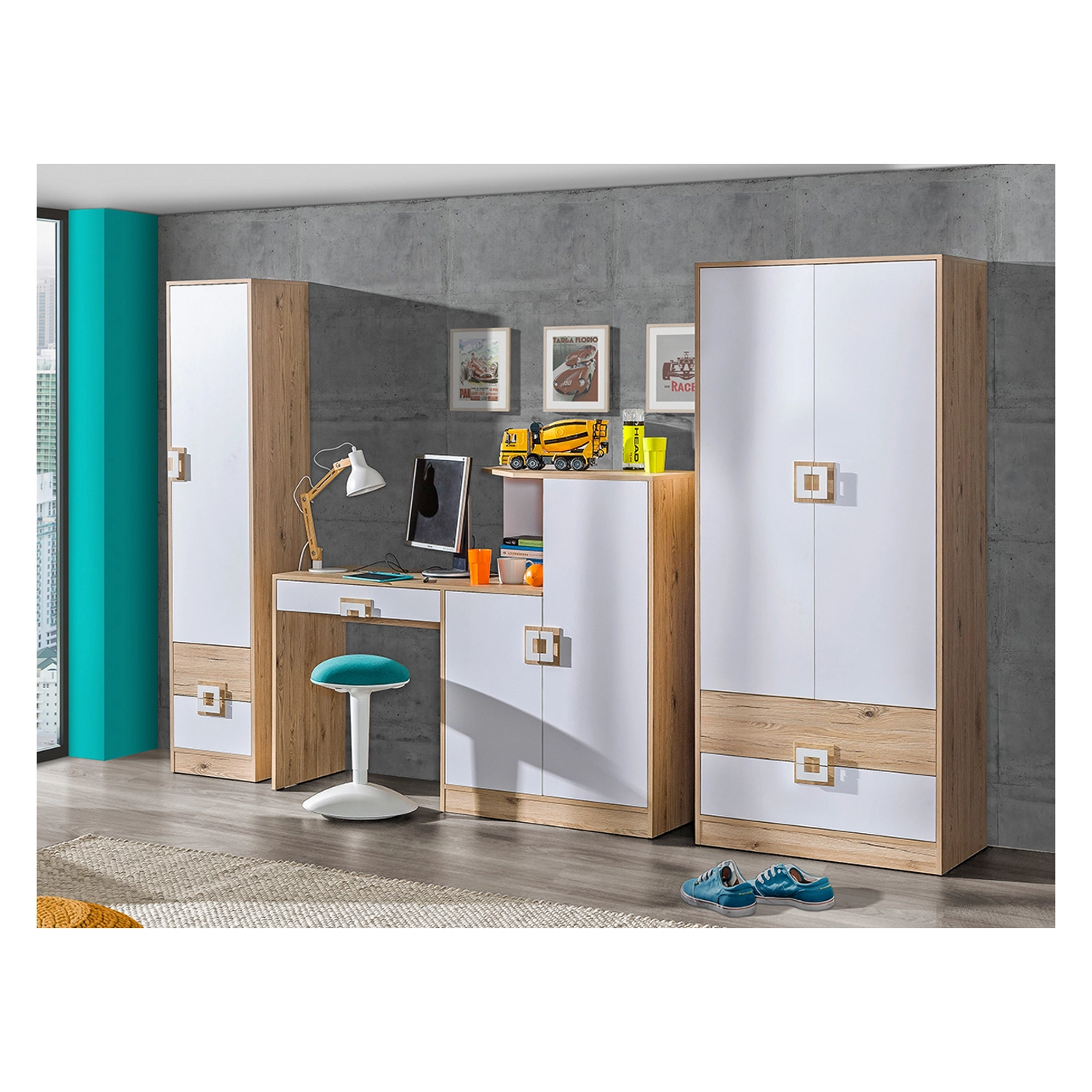 zestaw meblościanka dla dzieci Nico 1 szafa regał biurko młodzieżowe