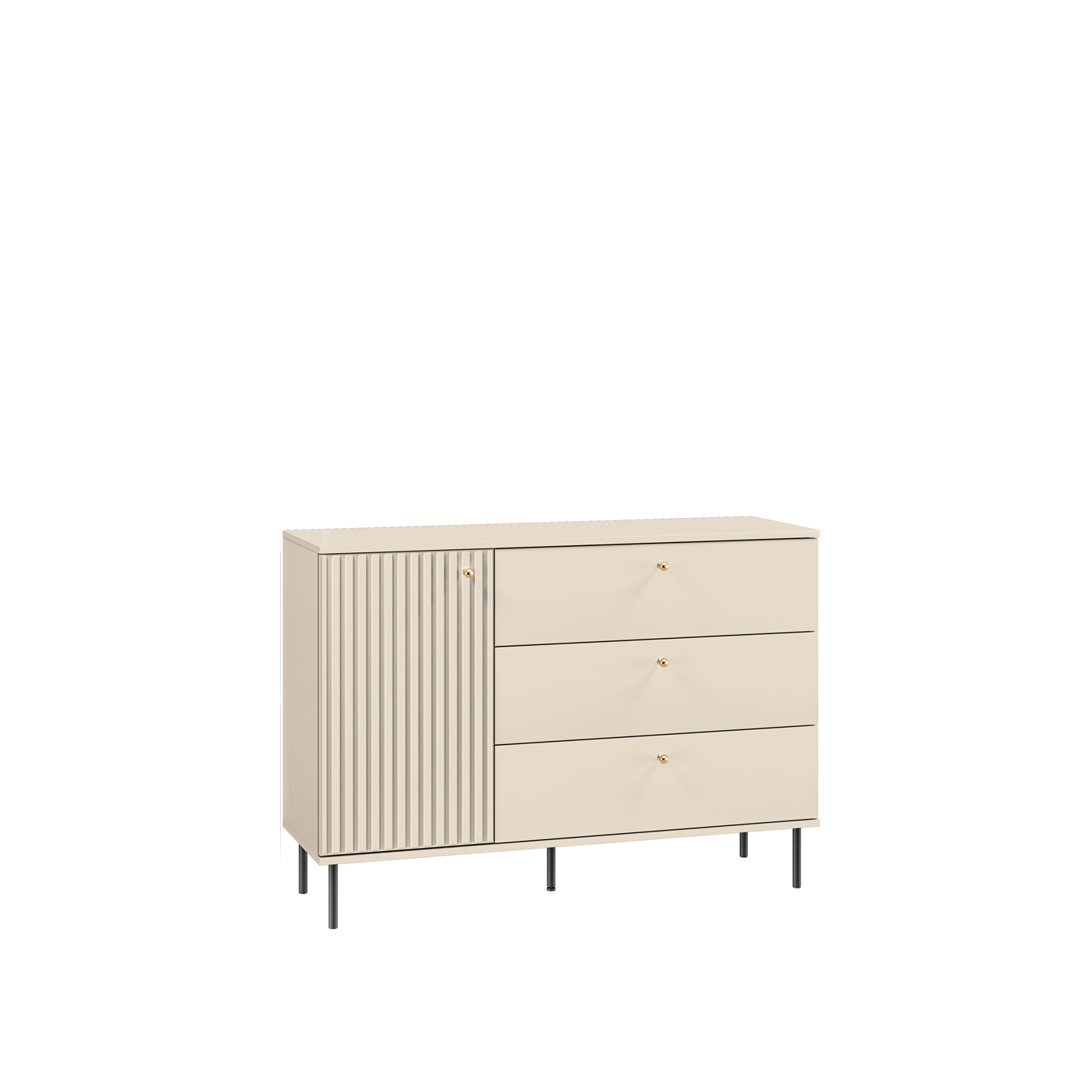 komoda 120 z szufladami Sophie 05 szafka lamele frez kremowa