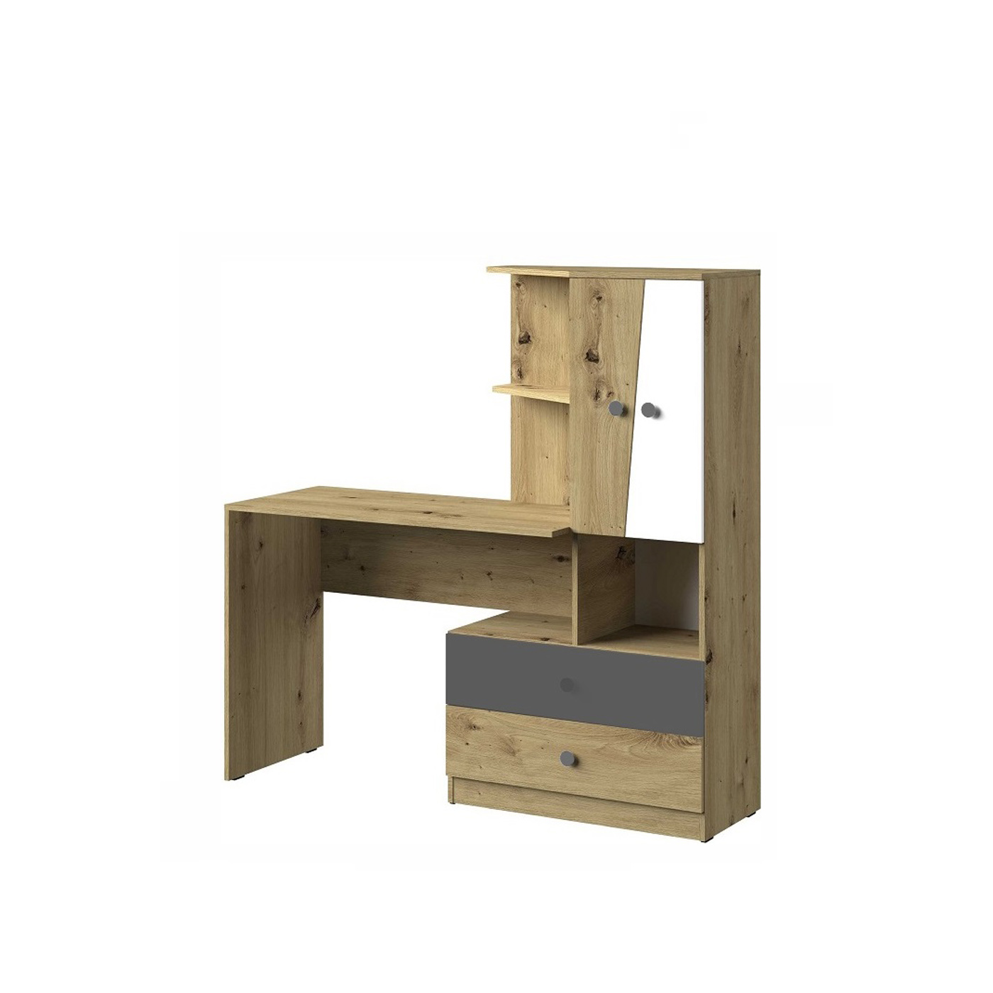 biurko 150 duże wysoki Nero 11 z szafką szufladami nadstawką do nauki