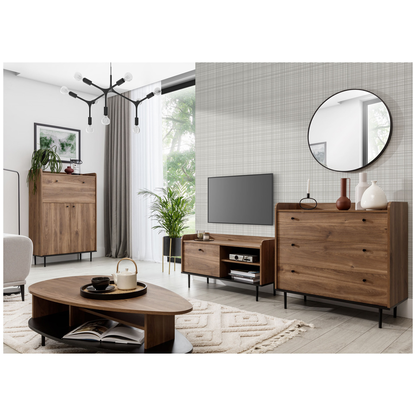 zestaw mebli na nóżkach Vasina 3 ława komoda z barkiem rtv szafka