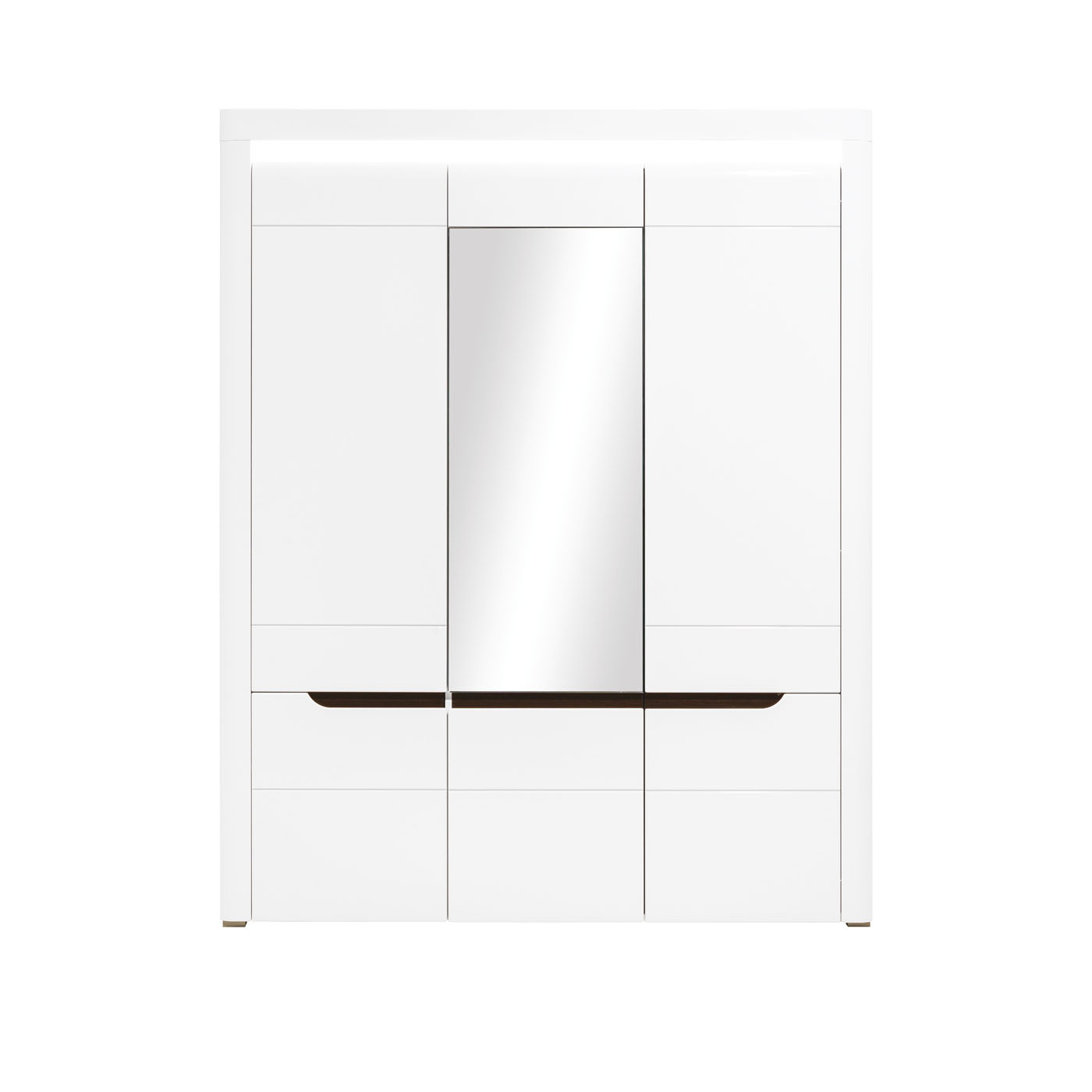 szafa 164 trzydrzwiowa z lustrem Irma 14 duża garderoba półki drążki