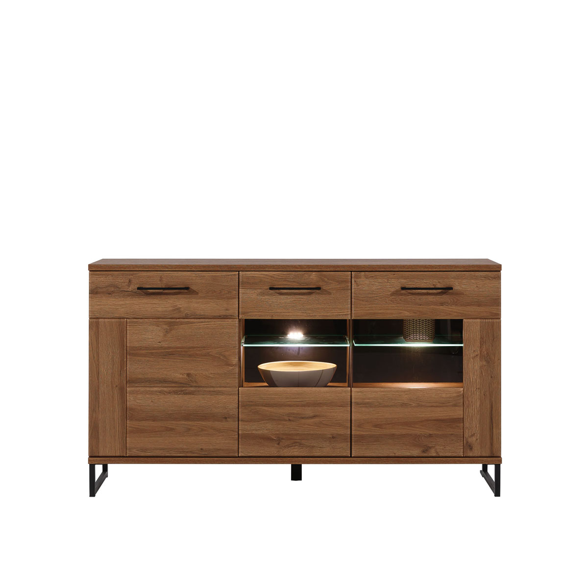 komoda 150 ,5 z barkiem Ivo 04 szafka przeszklona z szybą do salonu