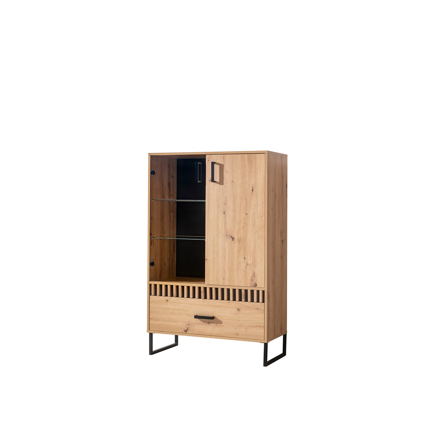 witryna 90 z szufladą lamelami nogami Lamelix 06 szafka wysoka loft