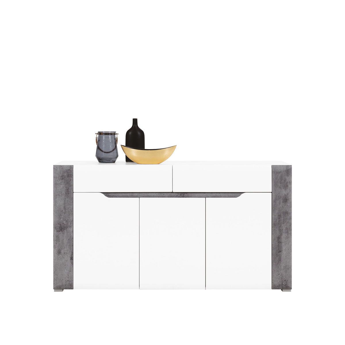 komoda 151 duża Brando 03 szeroka szafka biała w połysku do pokoju