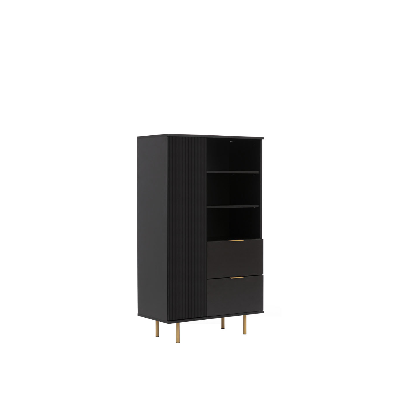 regał 80 niski zamykany ryflowane lamele Nubia 04 wysoka komoda