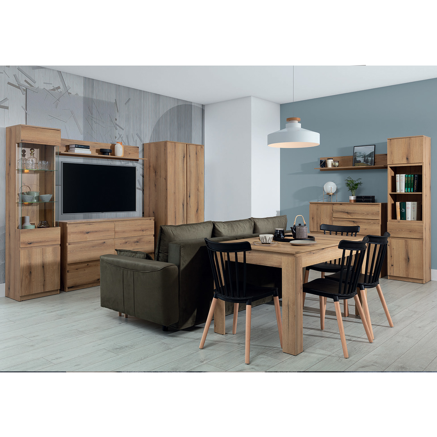 zestaw Remi 1 komoda witryna regał szafa stół komplet meblościanka