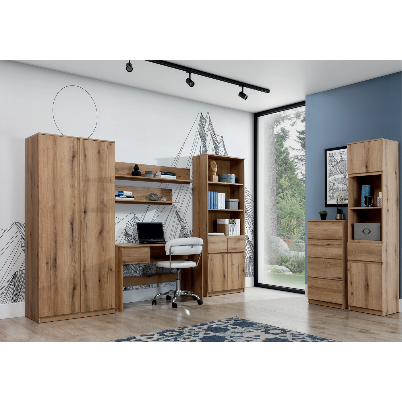 zestaw mebli młodzieżowych Remi 2 biurko komoda regał szafa komplet