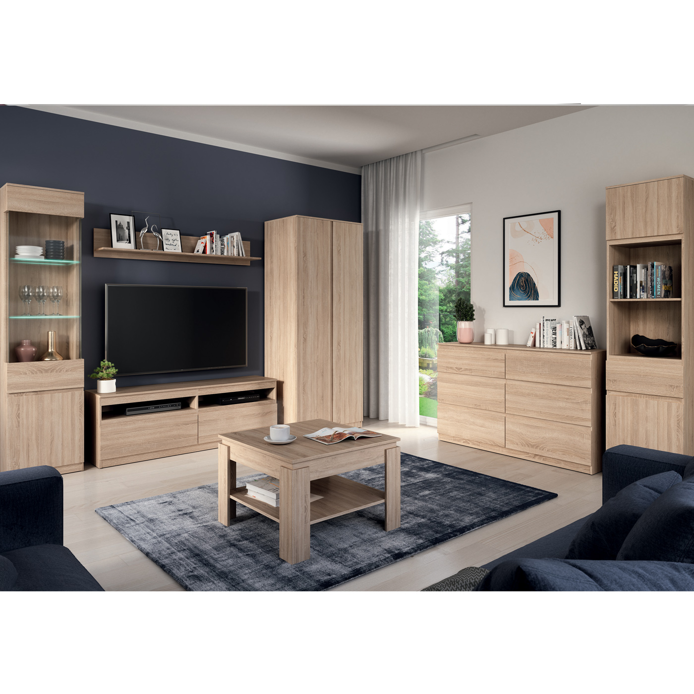 zestaw meblościanka Remi 5 komoda witryna szafka rtv regał ława szafa