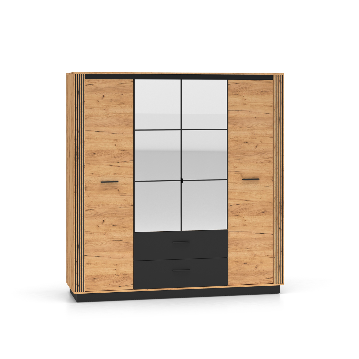 szafa 200 duża z lustrem szufladami Urso 01 loft lamele frezowana