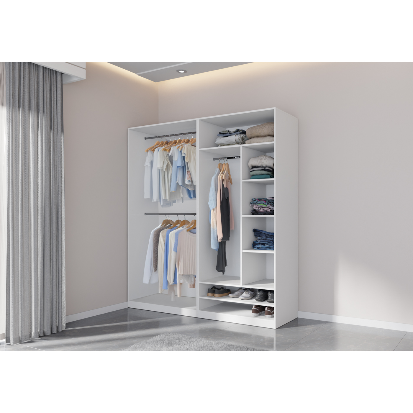 szafa 190 zestaw bez drzwi Tres A nowoczesna garderoba modułowa