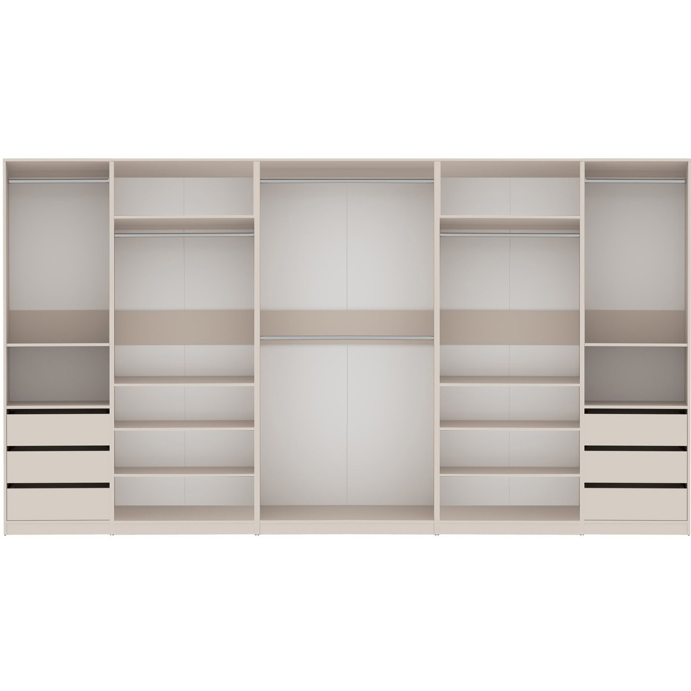 szafa 380 otwarta garderoba Tres S duża z półkami szufladami drązkami