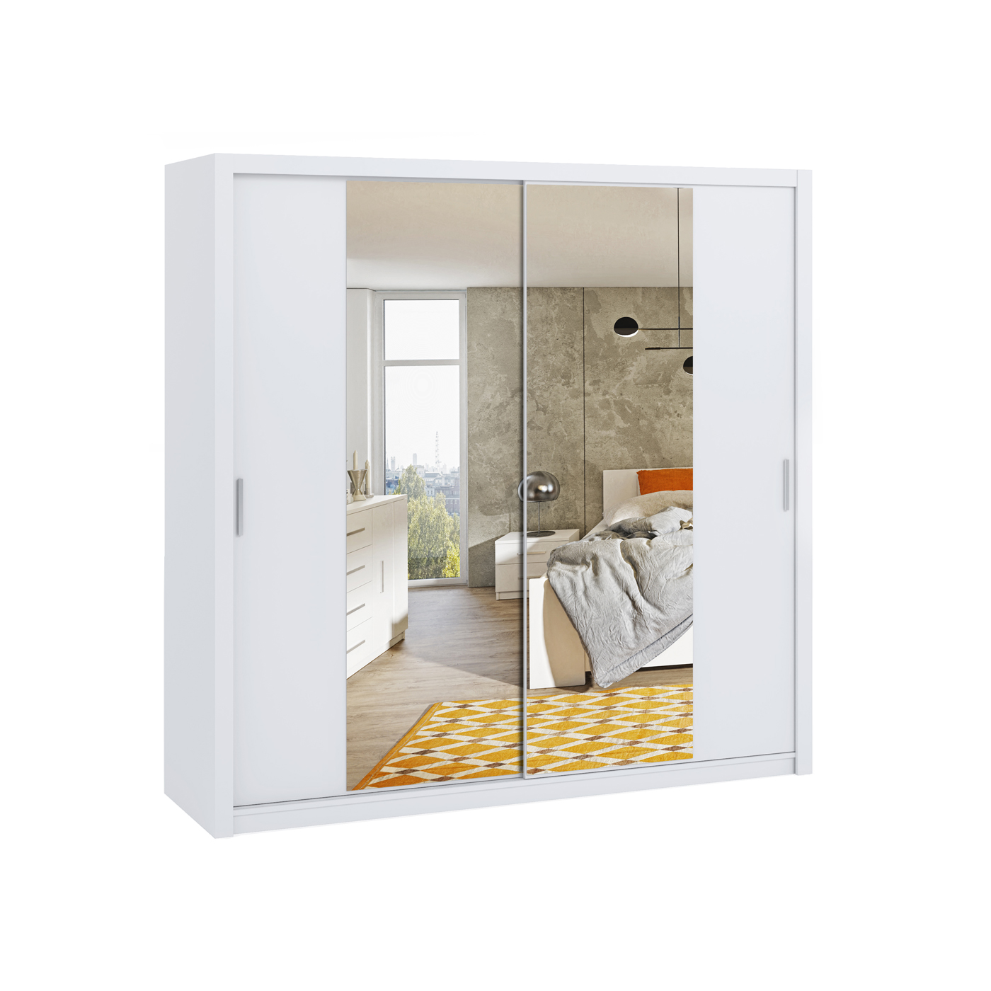 szafa 220 z lustrem półkami drążkiem Bono 18 duża garderoba przesuwna