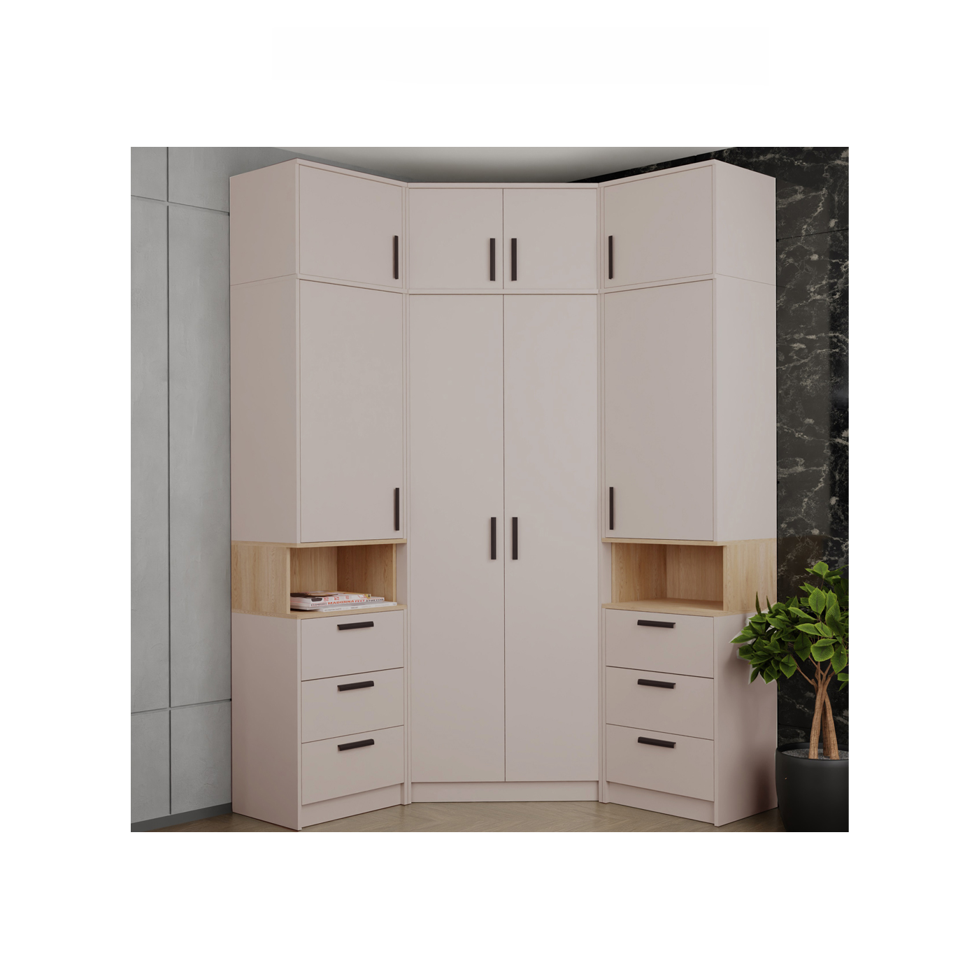 zestaw wysoka narożna Grant 14 duża rogowa szafa garderoba regał