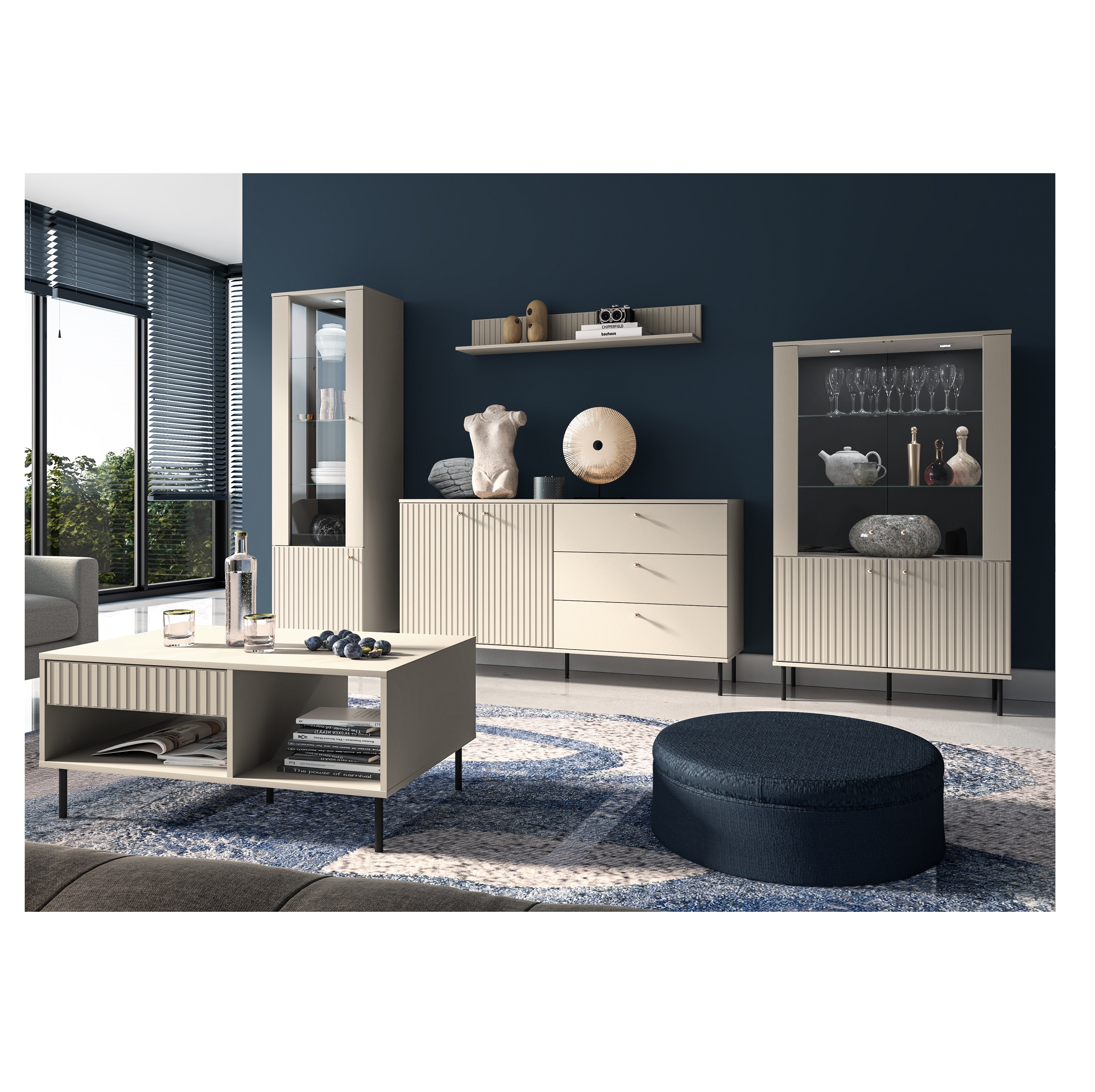 zestaw duży Sophie 3 komoda witryna ława meblościanka glamour