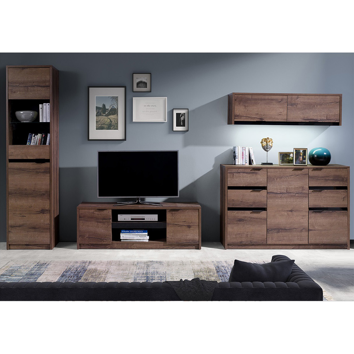 zestaw meblościanka Denver 12 witryna szafka rtv komoda do pokoju