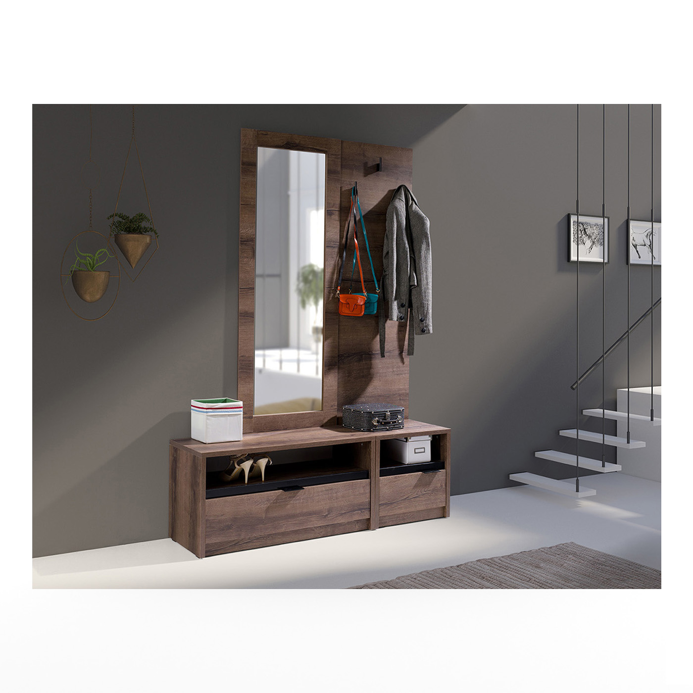 zestaw garderoba Denver 14 lustro wieszak szafka do przedpokoju korytarz