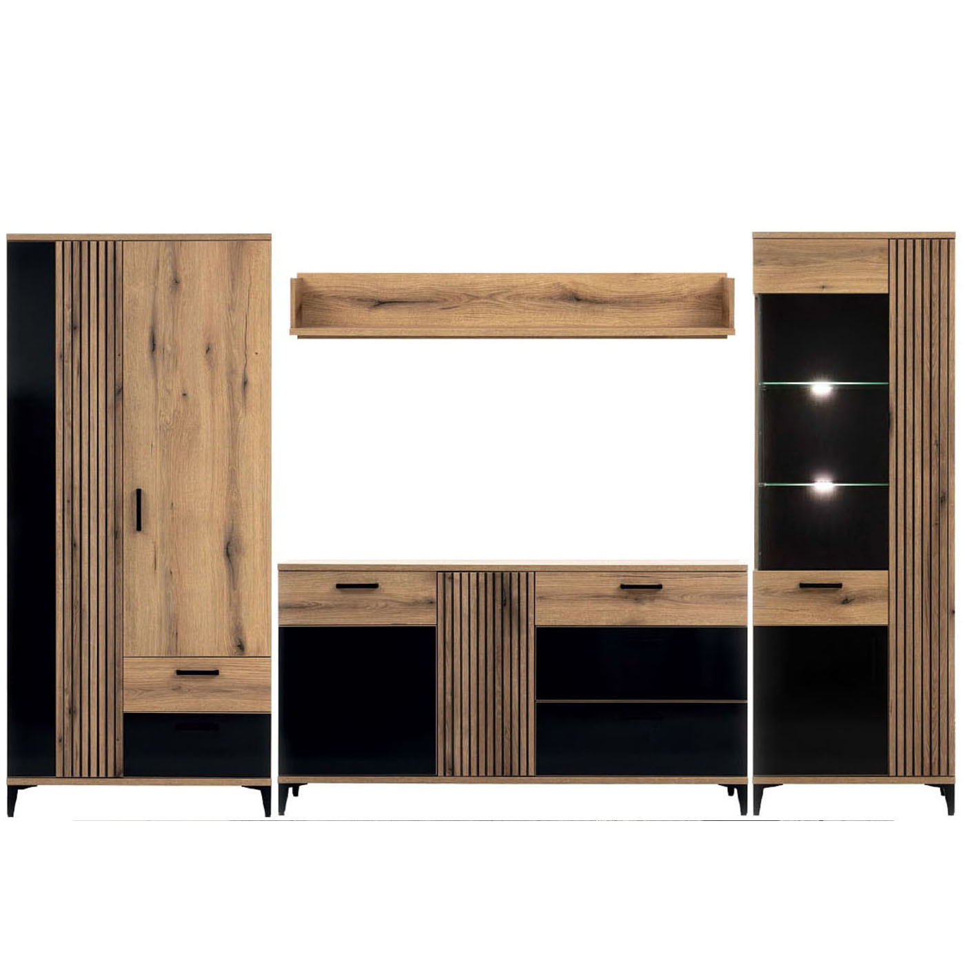 zestaw meblościanka Aris C duża komoda witryna szafa na nóżkach loft