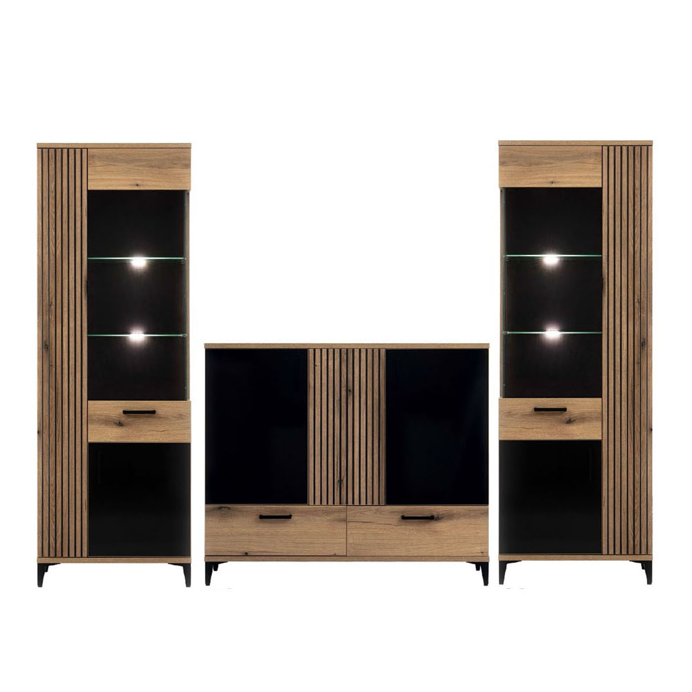 zestaw pokojowy loft Aris i mała meblościanka na nóżkach