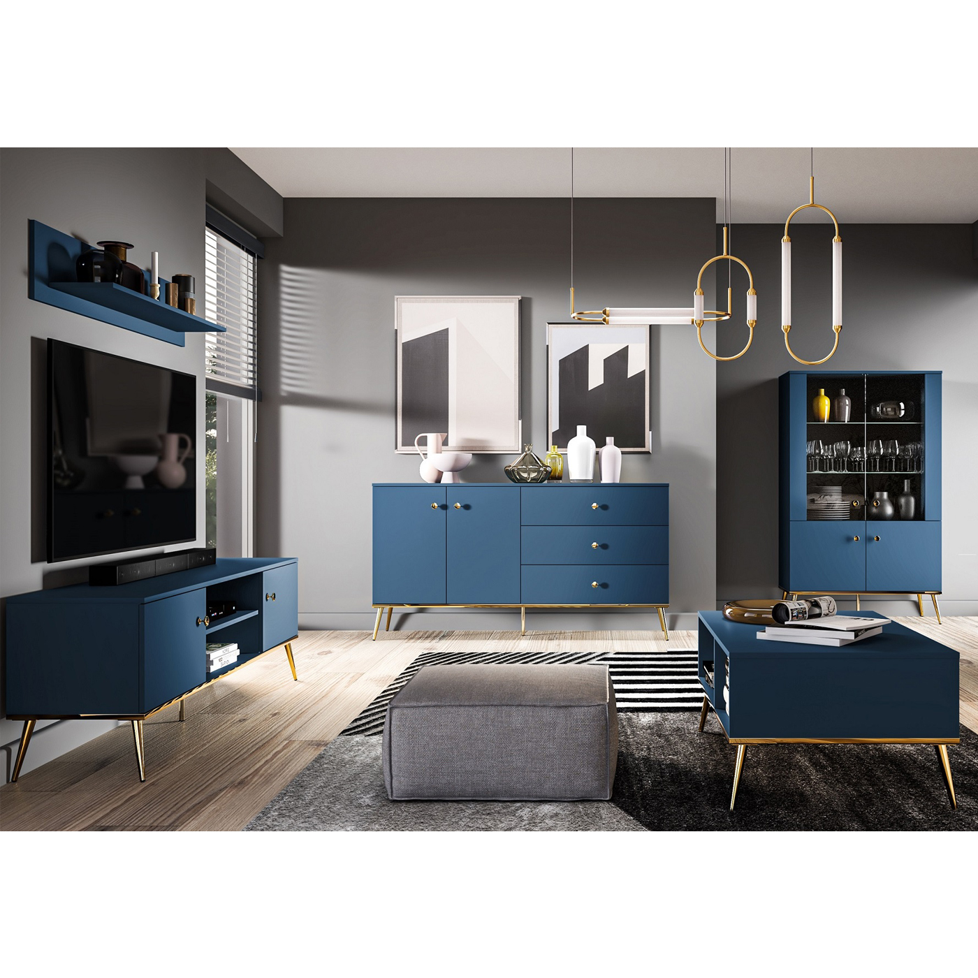 zestaw mebli nowoczesnych eleganckich Marine 2  do pokoju salonu