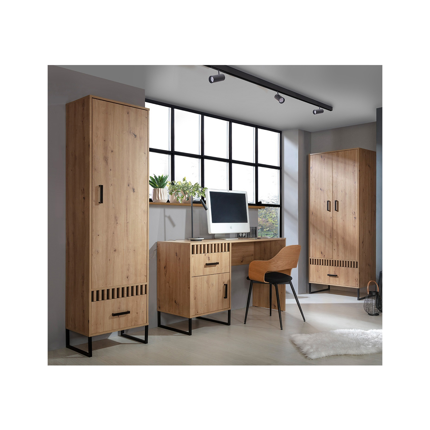 zestaw Lamelix L nowoczesny loft regał biurko szafa do pokoju ucznia